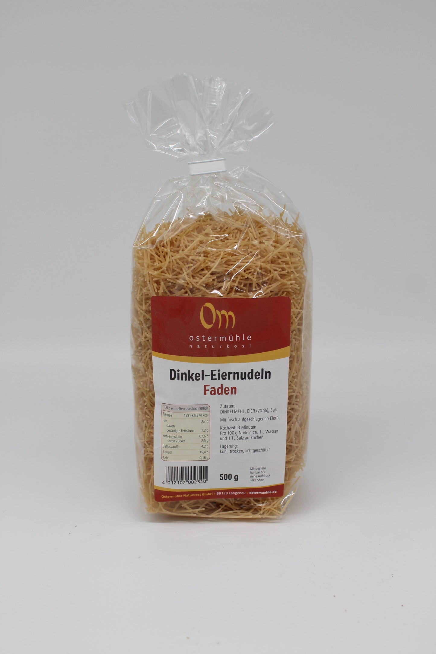 Dinkelnudeln mit Ei 500g, versch. Formen