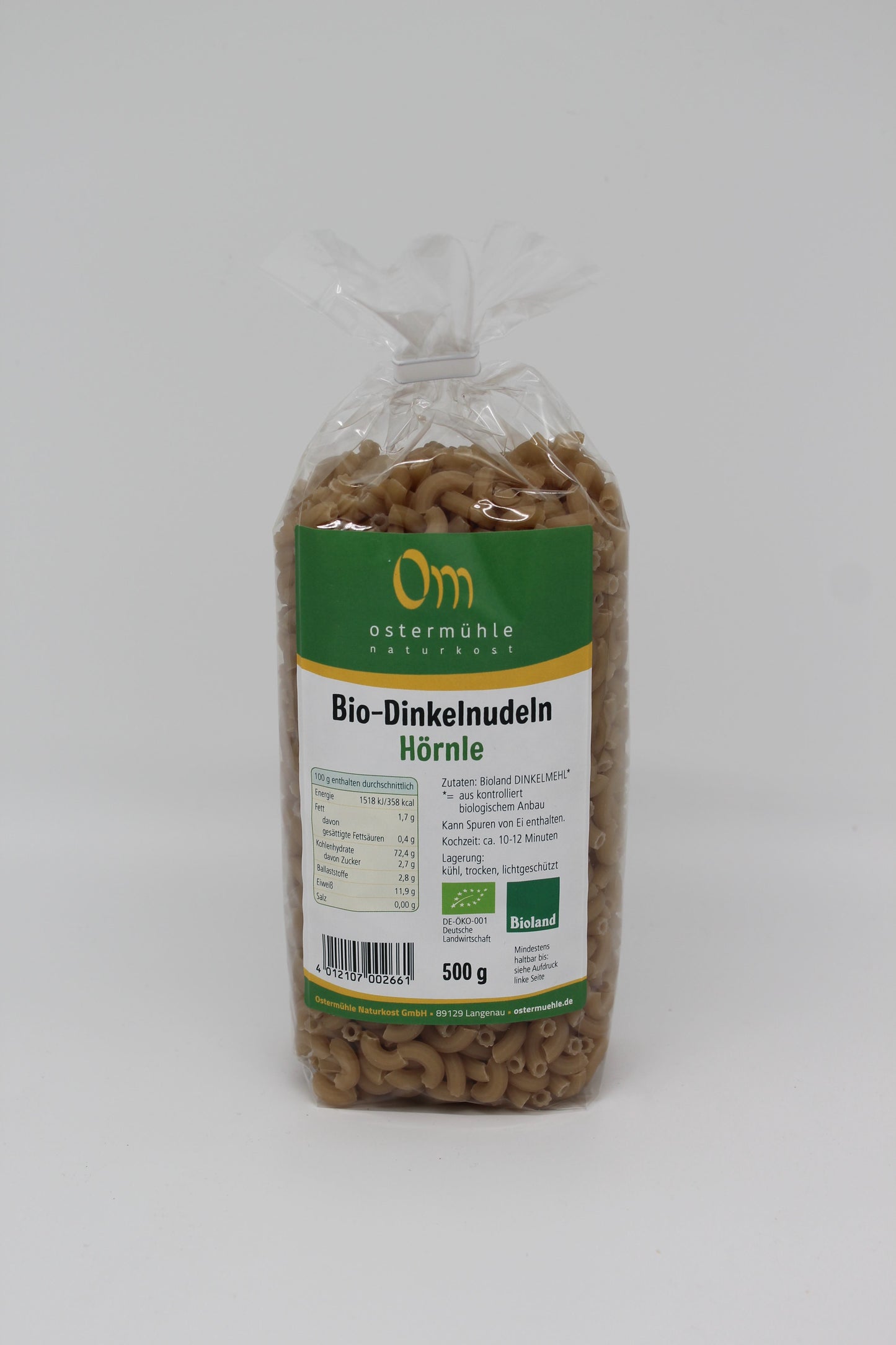 Bio Dinkelnudeln ohne Ei 500g, versch. Formen